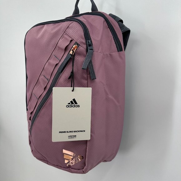 adidas Prime Sling Backpack Orchid Purple Large School Bag Fits Laptop/Tablet - Picture 4 of 16